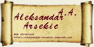 Aleksandar Arsekić vizit kartica